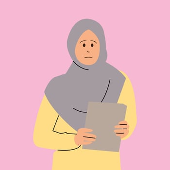 Female student in hijab character illustration vector