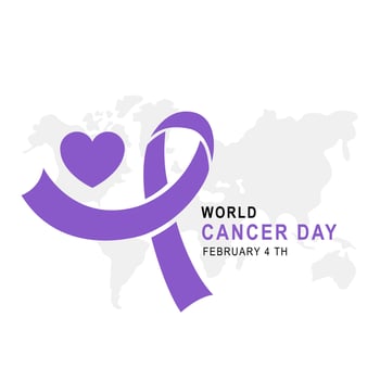 World Cancer Day concept. Purple Ribbon. Vector illustration.