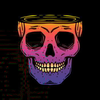 Skull head art Illustration hand drawn colorful vector for tshirt, sticker, poster etc