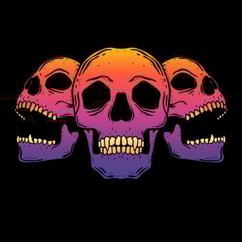 Skull head art Illustration hand drawn colorful vector for tshirt, sticker, poster etc