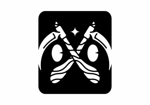 Illustration drawing of twin sickle ans eyes tattoo vector