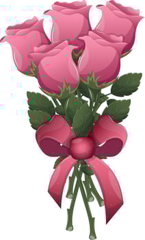Valentine's day bouquet of roses illustration. Pink roses cartoon vector. Wedding flowers decoration. Floral rose bloom for decoration illustration vector