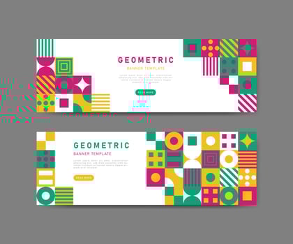 Colorful flat mosaic horizontal banners template vector