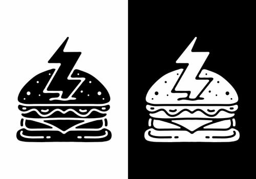 illustration design of the burger and thunder tattoo vector