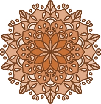 Brown Arabesque Flower traditional motif vector