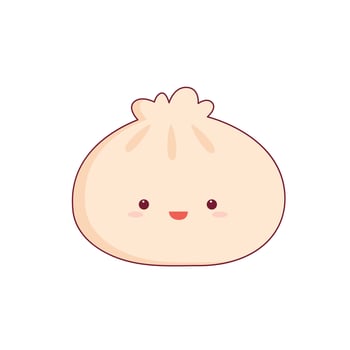 Cute happy smiling dim sum. Vector flat cartoon character illustration. Asian, chinese food menu. Dim sum logo concept