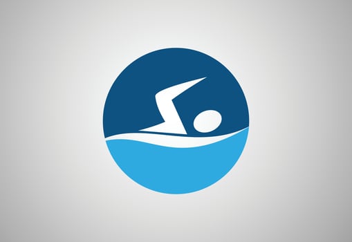 Creative swimming logo design, Vector illustration