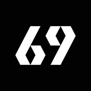 Number 69 diamond shape logo vector