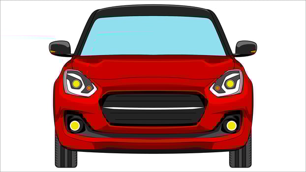 premium hatchback car in bright color vector, realistic car flat bright color vector illustration