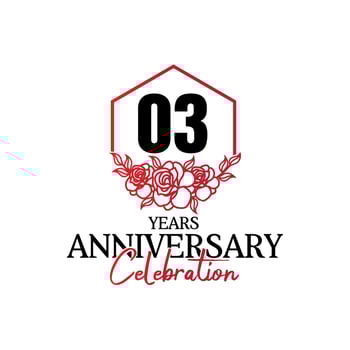 03 years anniversary logo, luxurious anniversary vector design celebration