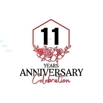 11 years anniversary logo, luxurious anniversary vector design celebration