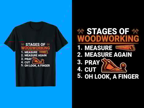 Stages Of Woodworking T-Shirt Design vector