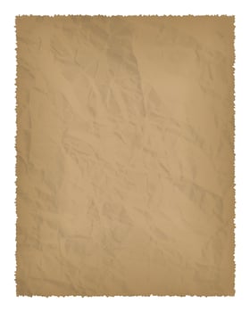 Old paper with burnt edges isolated on white background with place for your text. Vector illustration