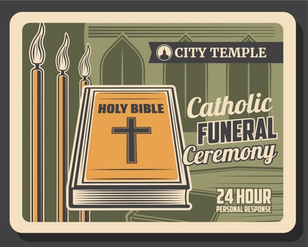 Catholic funeral ceremony, city temple mass vector