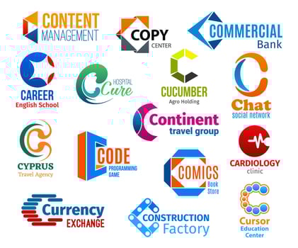 Business icons, letter C corporate identity vector