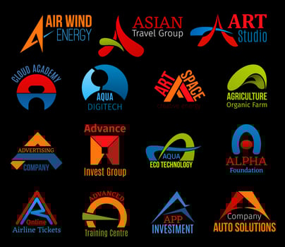 Letter A business icons abstract creative design vector