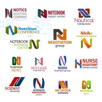 Letter N corporate identity, business icons vector