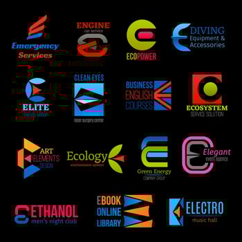 E letter icons modern business and industry design vector