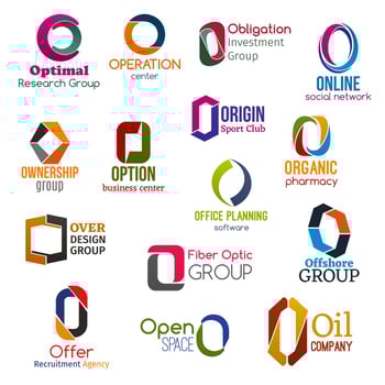 O letter corporate identity, business icons vector