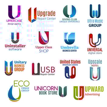 Corporate identity letter U business icons. vector