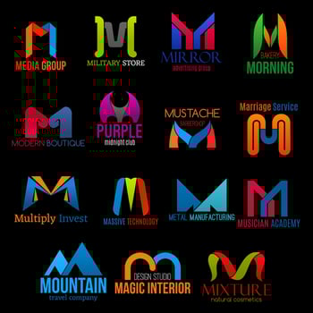 Corporate identity M letter icons creative design vector