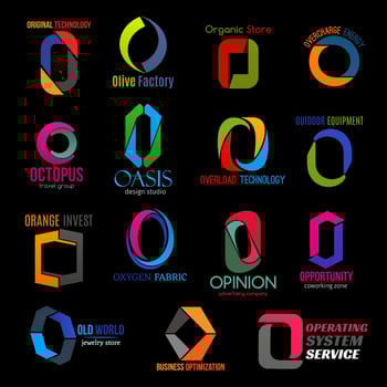 Modern corporate identity colorful letter O icons vector