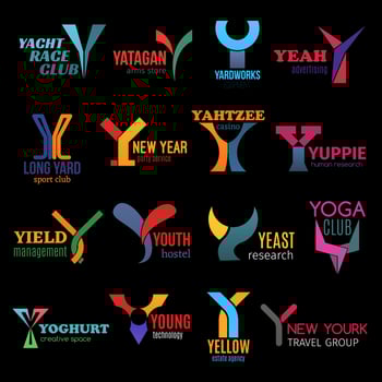 Y letter abstract shape corporate identity icons vector