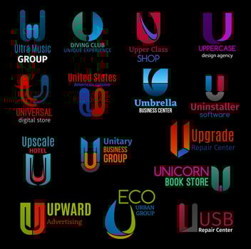 U letter icons, modern corporate identity design vector