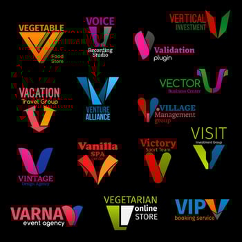 Corporate identity, letter V company symbols vector