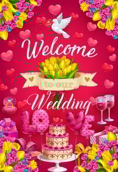 Invitation on wedding ceremony, welcome save date vector