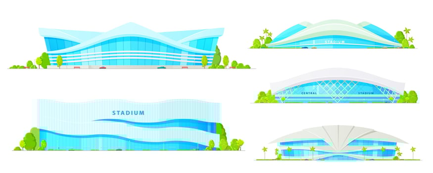 Stadium, sport arena and ice hockey rink buildings vector