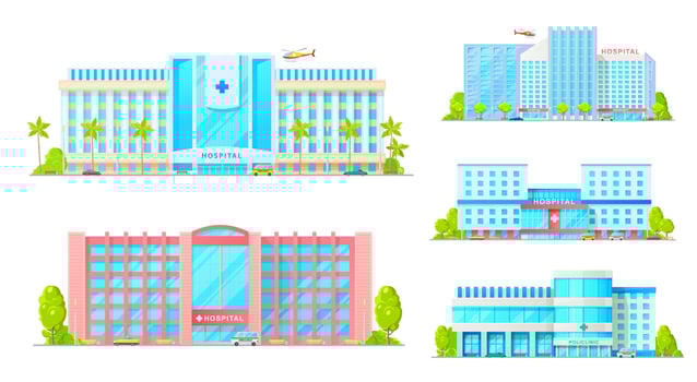 Healthcare building. Medical clinics and hospitals vector