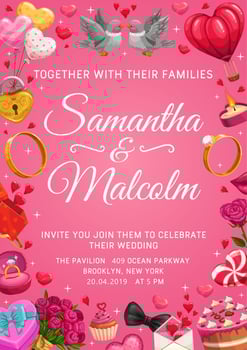 Save the date, wedding ceremony invitation, love vector