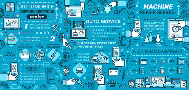Auto service infographics with car spare parts vector