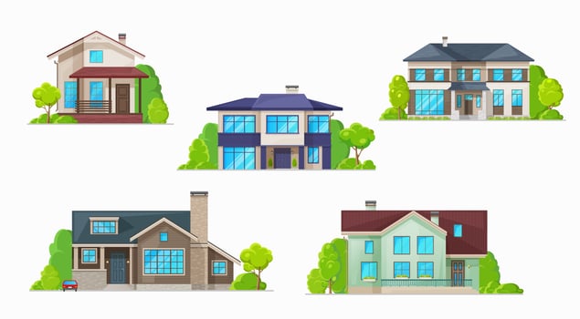 House, home, cottage icons, real estate buildings vector