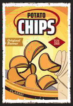 Potato chips snack food, vegetable crisps vector