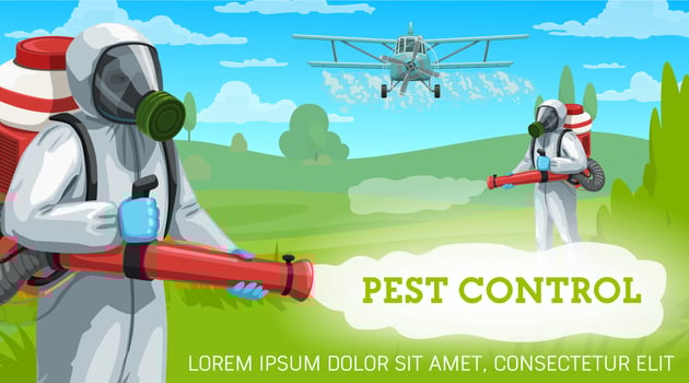 Pest control with agricultural crop pesticides vector