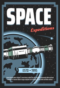 Galaxy expedition and cosmic space exploration vector