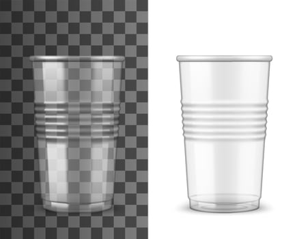 Disposable plastic cup of takeaway cold drinks vector