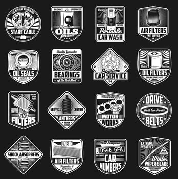 Car spare part and maintenance icons vector