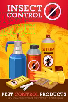 Insecticide and pesticide spray, cockroach chalk vector