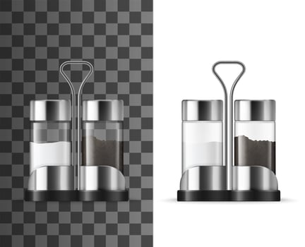 Salt and pepper shakers with kitchen spices vector