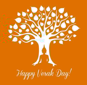 Vesak Day Buddhism religious holiday vector