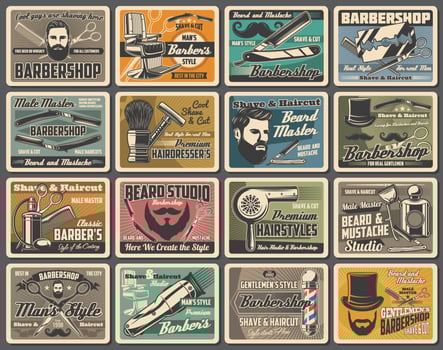 Barber shop, beard shaving, hairdressing salon vector