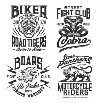 Tiger, panther, cobra, boar t-shirt print mockup vector
