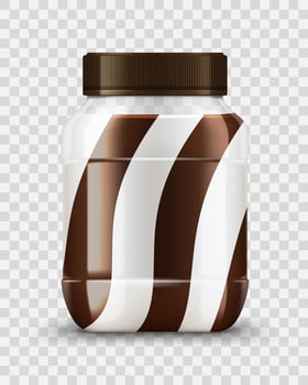 Spread glass jar with milk and chocolate cream vector
