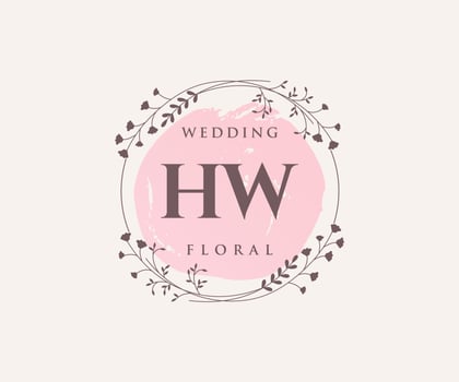 HW Initials letter Wedding monogram logos template, hand drawn modern minimalistic and floral templates for Invitation cards, Save the Date, elegant identity. vector
