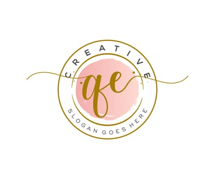 initial QE Feminine logo beauty monogram and elegant logo design, handwriting logo of initial signature, wedding, fashion, floral and botanical with creative template. vector