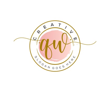 initial QW Feminine logo beauty monogram and elegant logo design, handwriting logo of initial signature, wedding, fashion, floral and botanical with creative template. vector