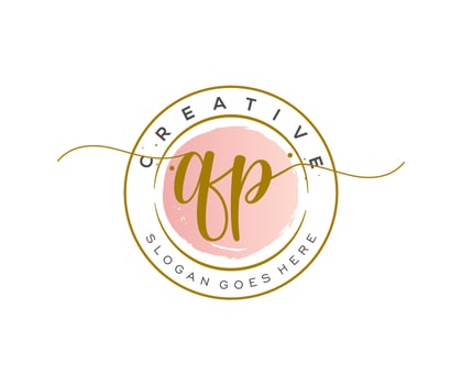 initial QP Feminine logo beauty monogram and elegant logo design, handwriting logo of initial signature, wedding, fashion, floral and botanical with creative template. vector